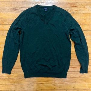 J. Crew Merino wool V-neck Sweater Green Small